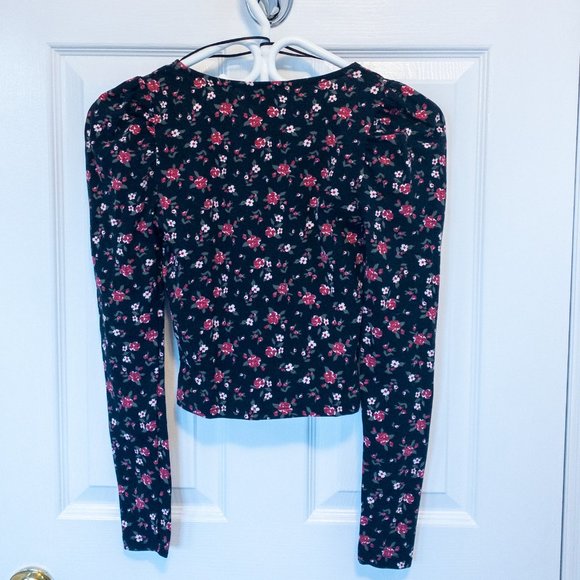 3/$30 ♥ Miss Selfridge Floral Print Wrap Cropped Top Size 4/XS/S - Picture 3 of 4